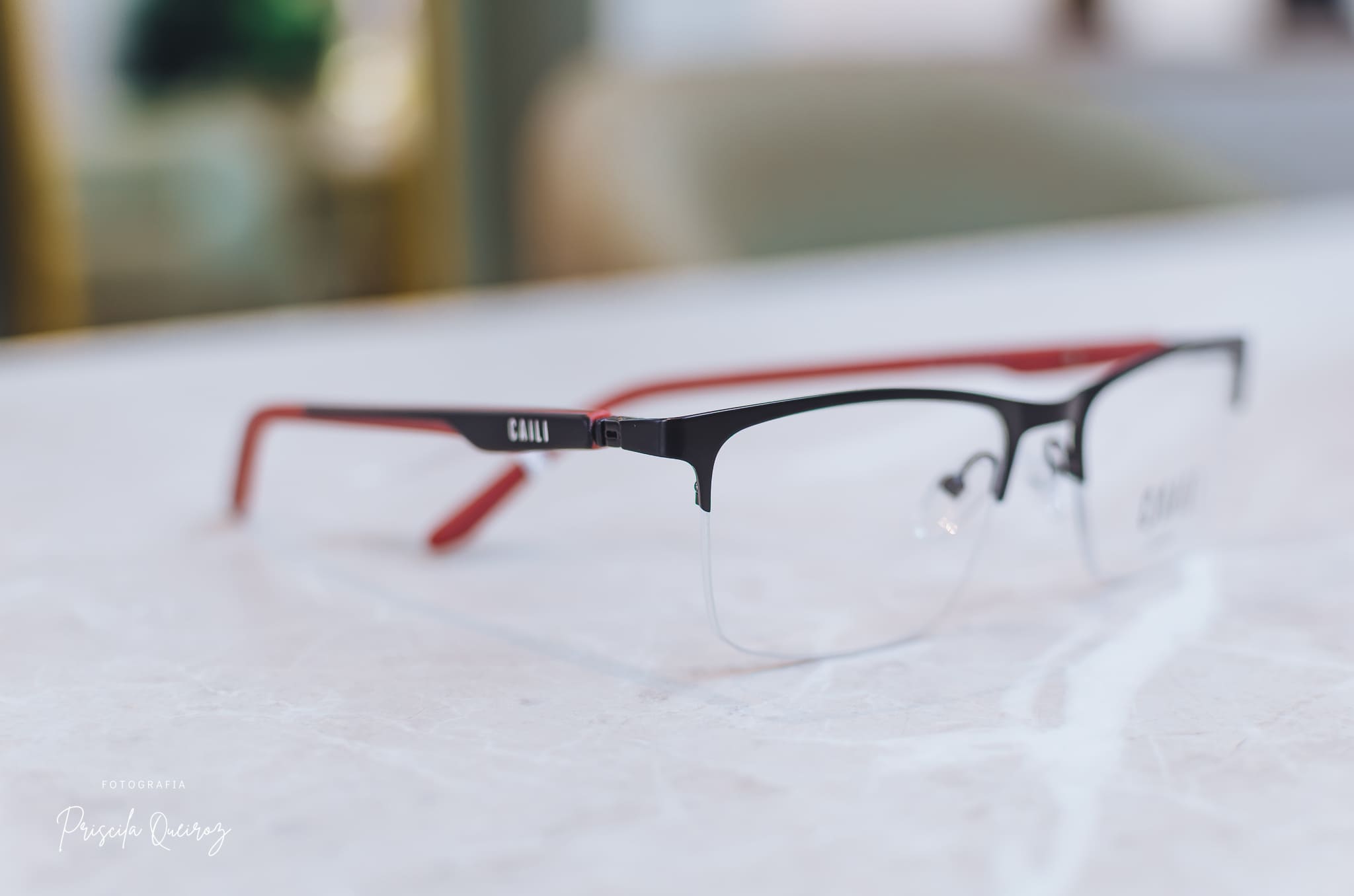 Armação de Óculos Masculina CAILI eywear em Acetato - Cor: Preto - Formato: Retangular, com Linhas Modernas - Imagem 2