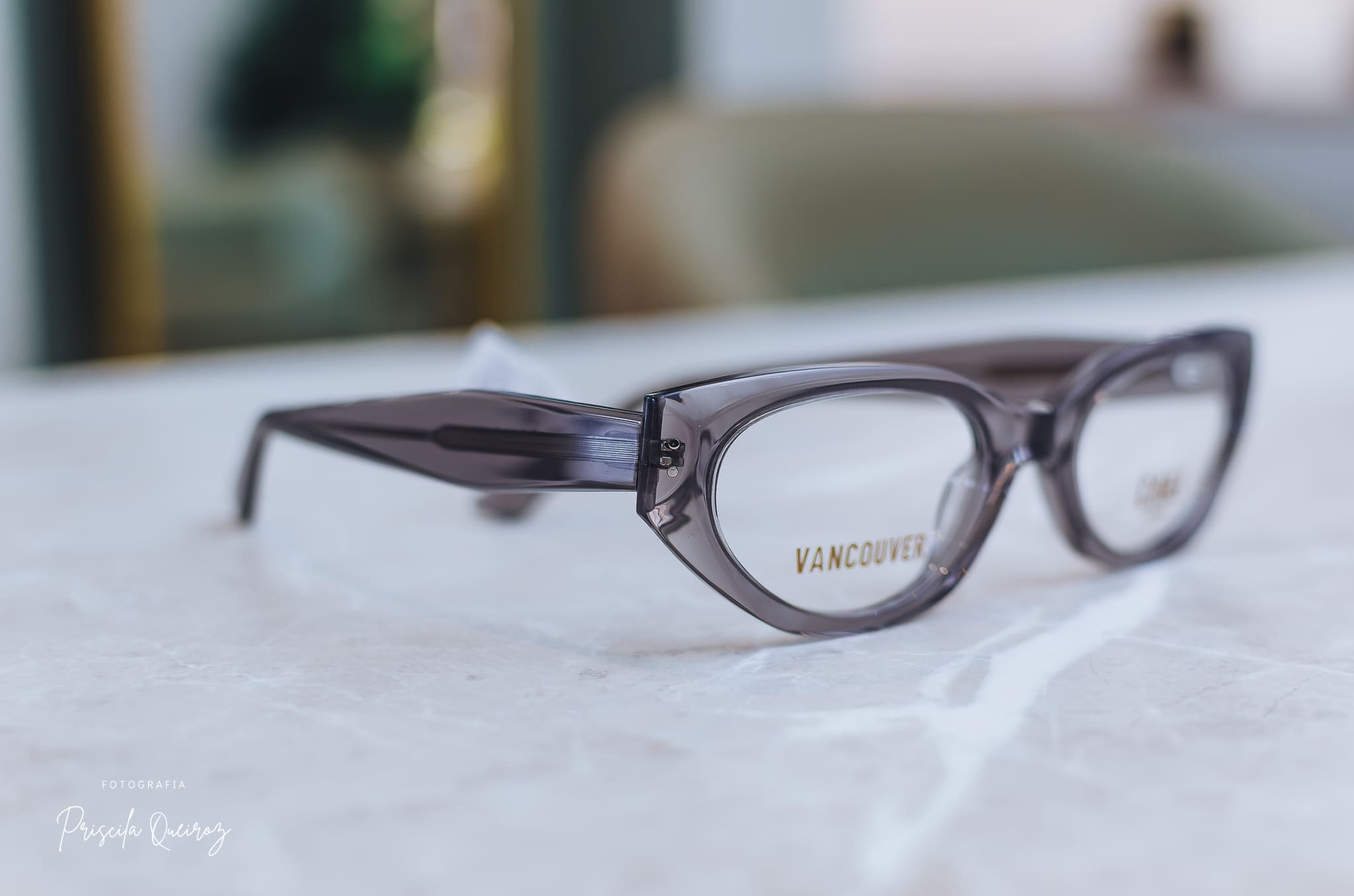 Armação de Óculos Feminina CAILI Eyewear - Cor: Cinza Translúcido - Formato: gatinho - CAILICLG1106C3 - Imagem 2